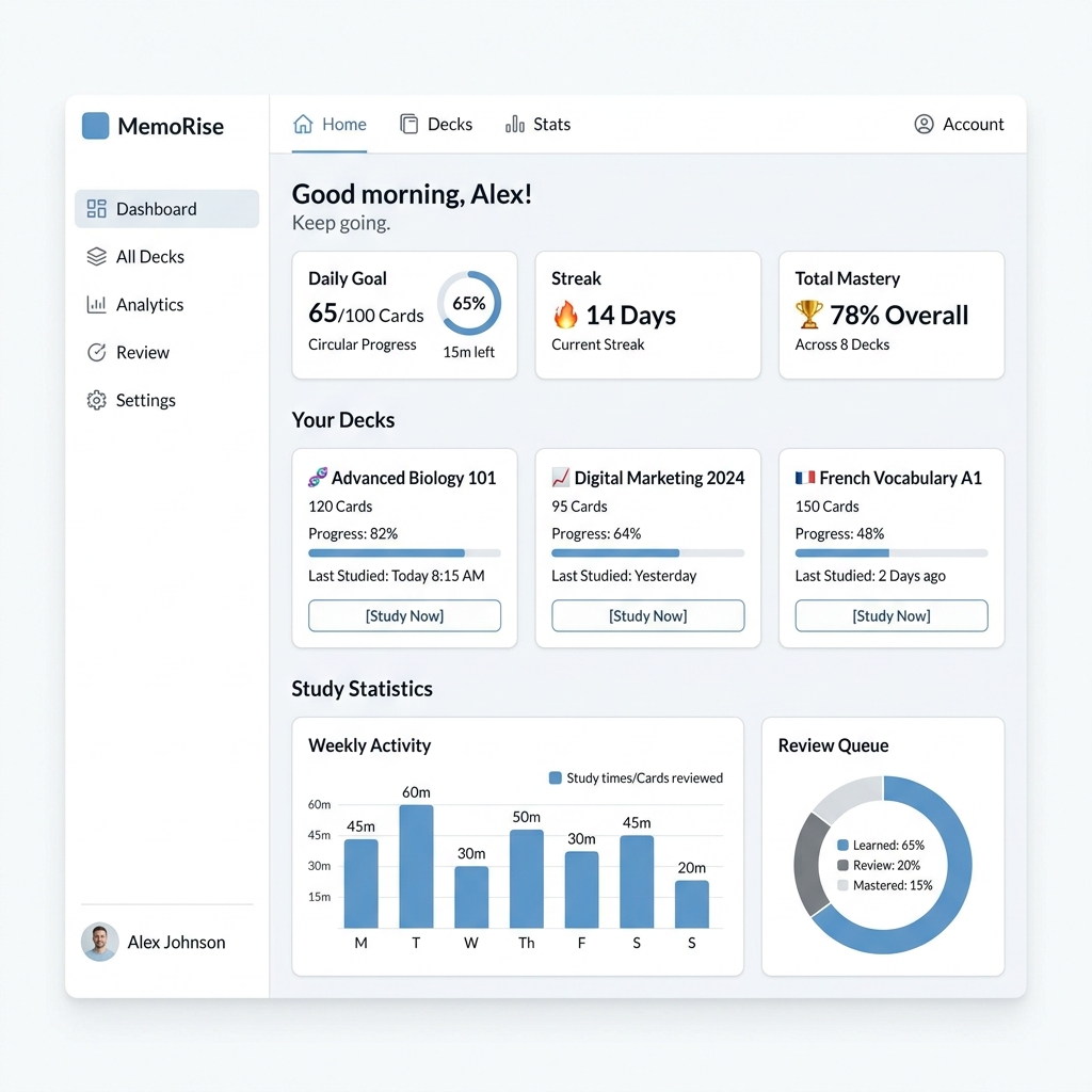 Flashcard Superstar dashboard preview